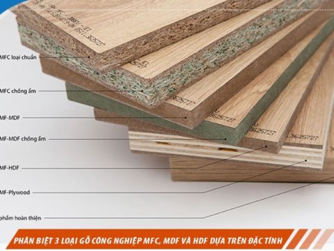 Cách phân biệt 3 loại gỗ công nghiệp MFC, MDF và HDF đựa vào đặc tính